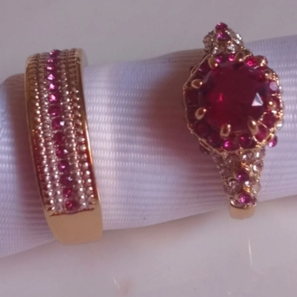 Rings set 14 k Gp Rings size 9,10 set 2 sapphire created  gorgeous